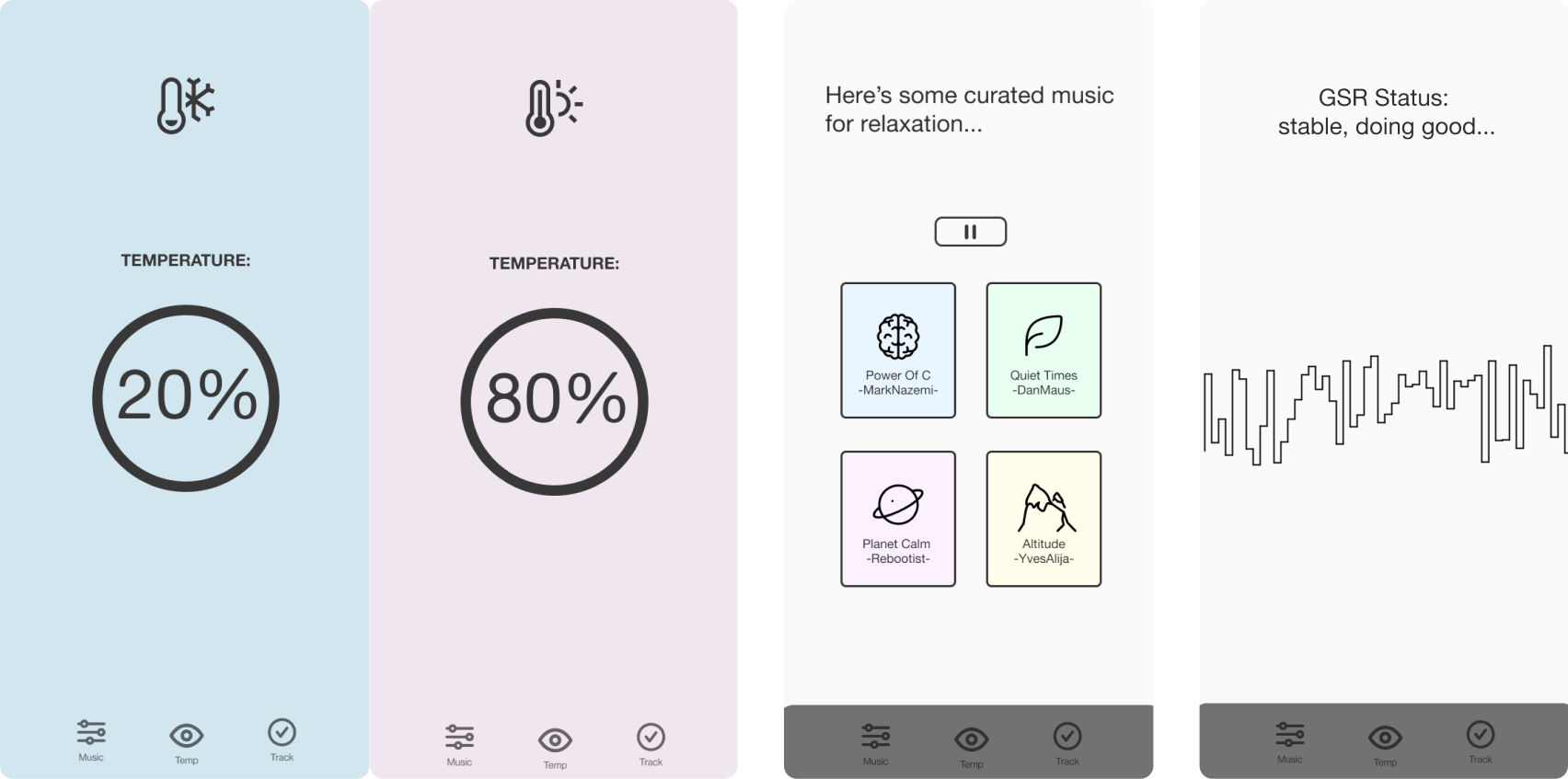 Final mobile prototype screens