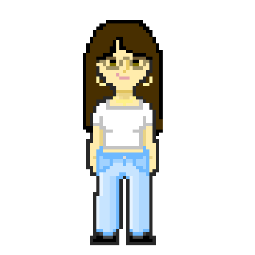 A pixelated version of me waving