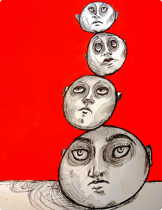 An art piece made with ink and acryllic