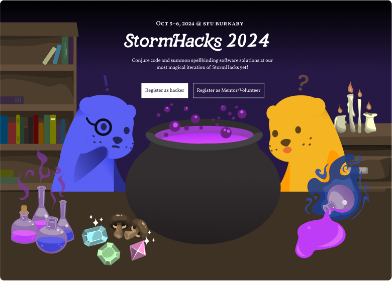 Stormhacks 2024 website homepage design Stormhacks 2024 website homepage design