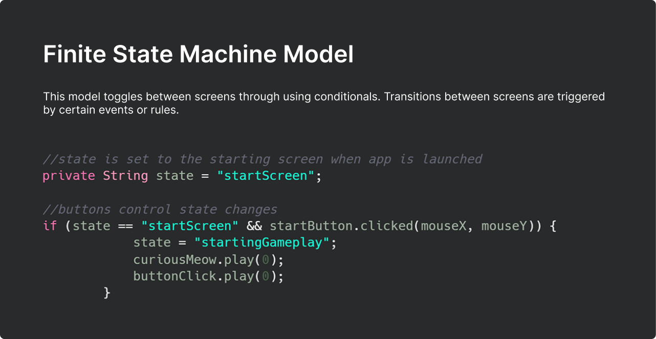 Code describing the Finite State Machine model