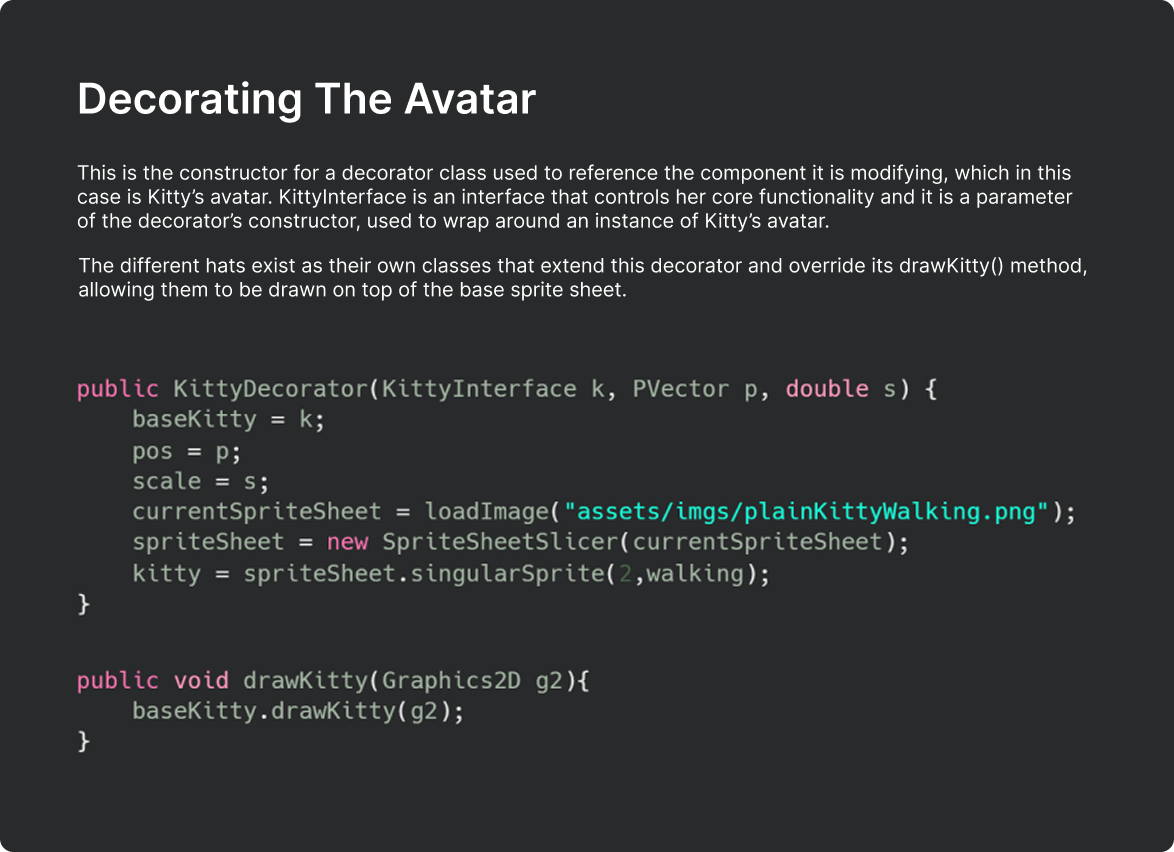 Code displaying avatar customization