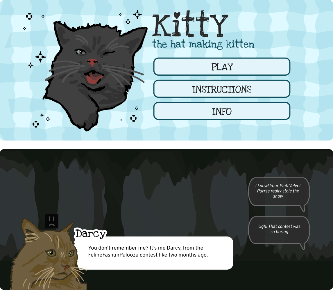 The menu and dialogue game screens