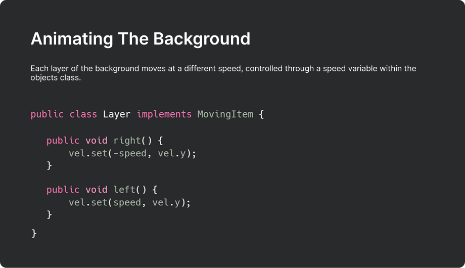 Code controlling the movement of the layers